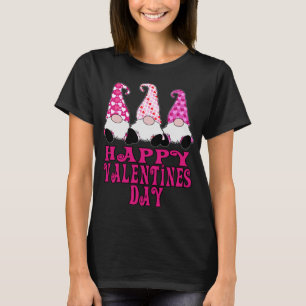 3 Valentine Gnomes Cute Hearts Happy Valentines Da T-Shirt