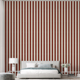 3" Vertical Stripe Earthy Red Brown & Ivory White Wallpaper