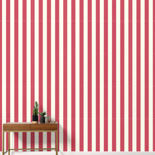 3" Vertical Stripe Earthy Red & Ivory White Wallpaper
