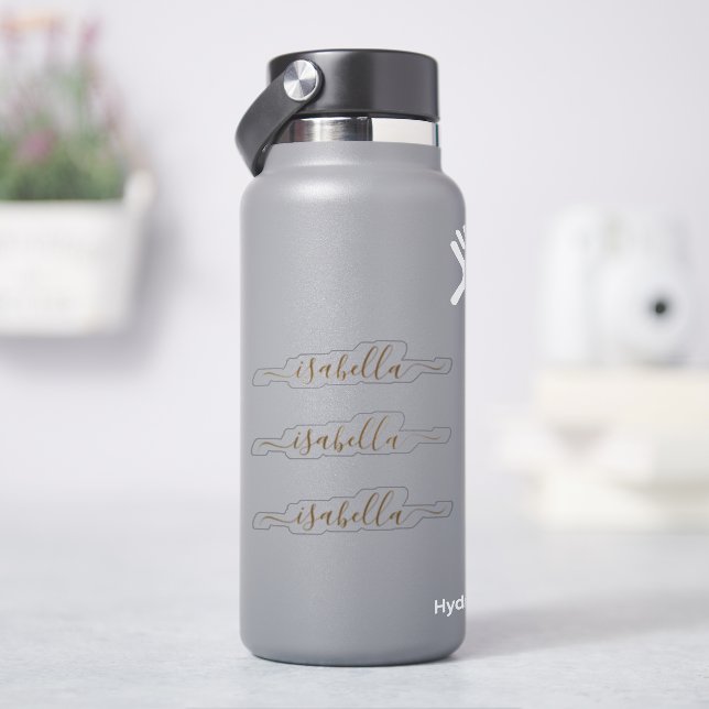 3 waterproof Gold Script Name Clear Water bottle (HydroFlask)