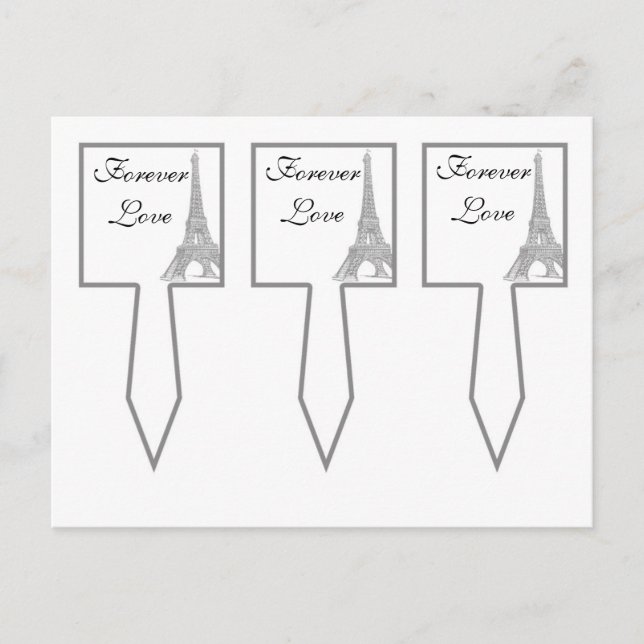 3 Wedding in Paris Cup Cake Picks Postcard (Front)