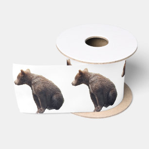 3" Wide Satin Ribbon, 2 Yard Spool w/ bear cub Ribbon