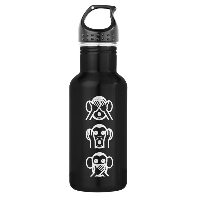 3 Wise Monkeys Emoji 532 Ml Water Bottle (Front)