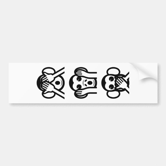3 Wise Monkeys Emoji Bumper Sticker (Front)