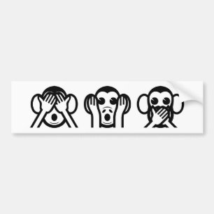 3 Wise Monkeys Emoji Bumper Sticker