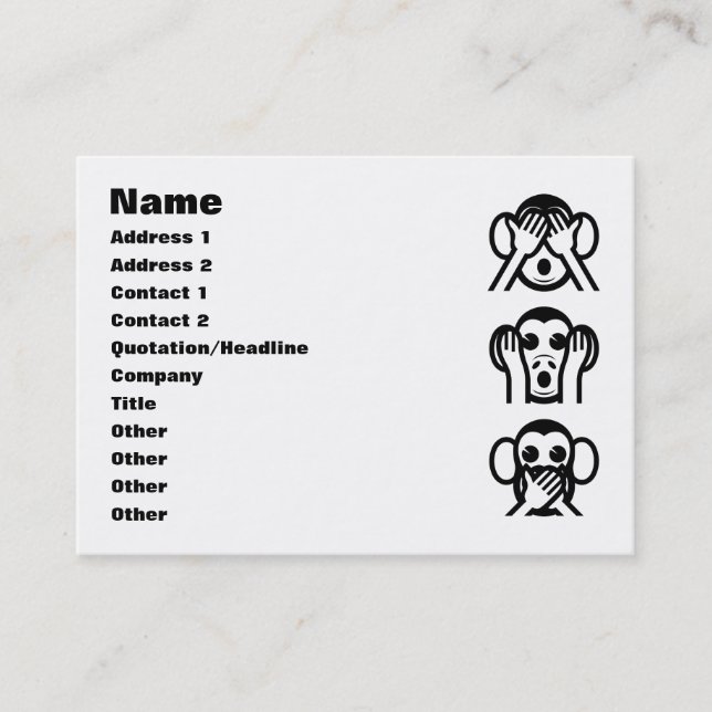 3 Wise Monkeys Emoji Business Card (Front)