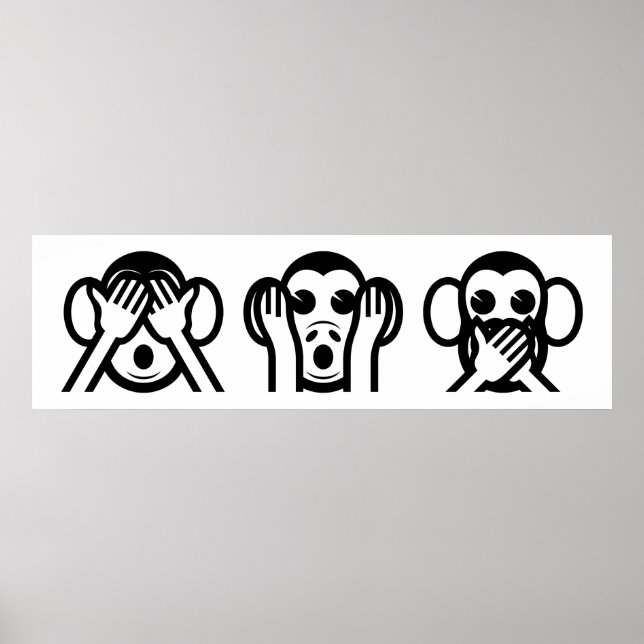 3 Wise Monkeys Emoji Poster (Front)
