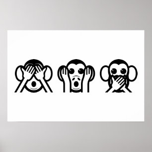 3 Wise Monkeys Emoji Poster