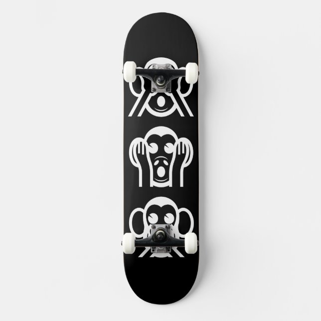 3 Wise Monkeys Emoji Skateboard (Front)