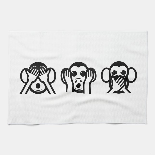 3 Wise Monkeys Emoji Tea Towel (Horizontal)