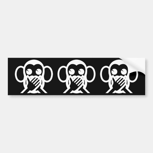 3 Wise Monkeys Iwazaru 言わざる Speak NO Evil Emoji Bumper Sticker (Front)