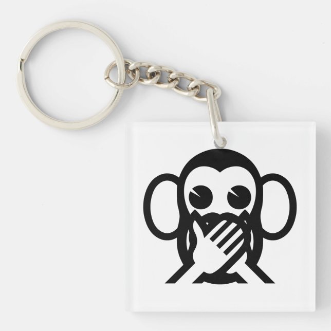 3 Wise Monkeys Iwazaru 言わざる Speak NO Evil Emoji Key Ring (Front)