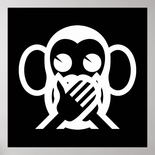 3 Wise Monkeys Iwazaru 言わざる Speak NO Evil Emoji Poster (Front)