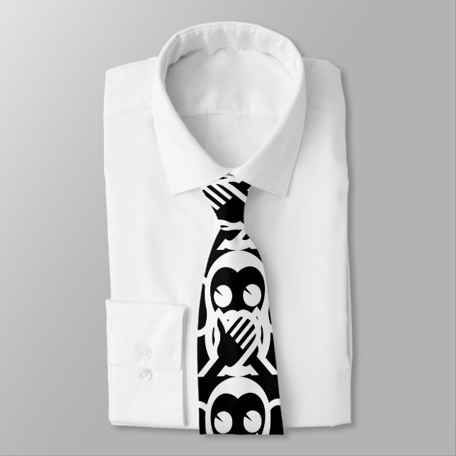 3 Wise Monkeys Iwazaru 言わざる Speak NO Evil Emoji Tie (Tied)