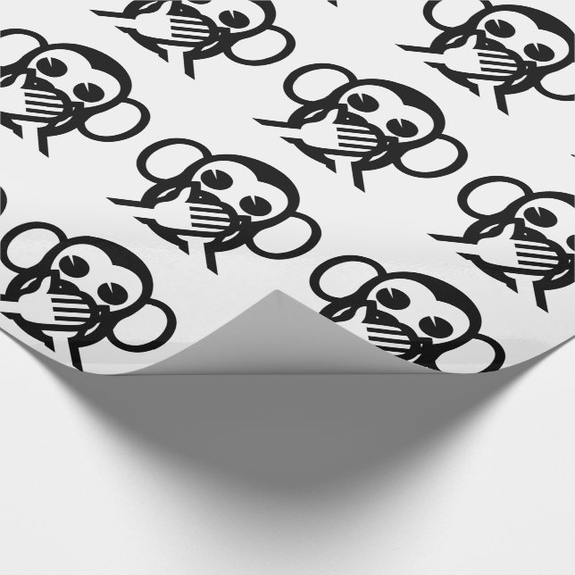 3 Wise Monkeys Iwazaru 言わざる Speak NO Evil Emoji Wrapping Paper (Corner)