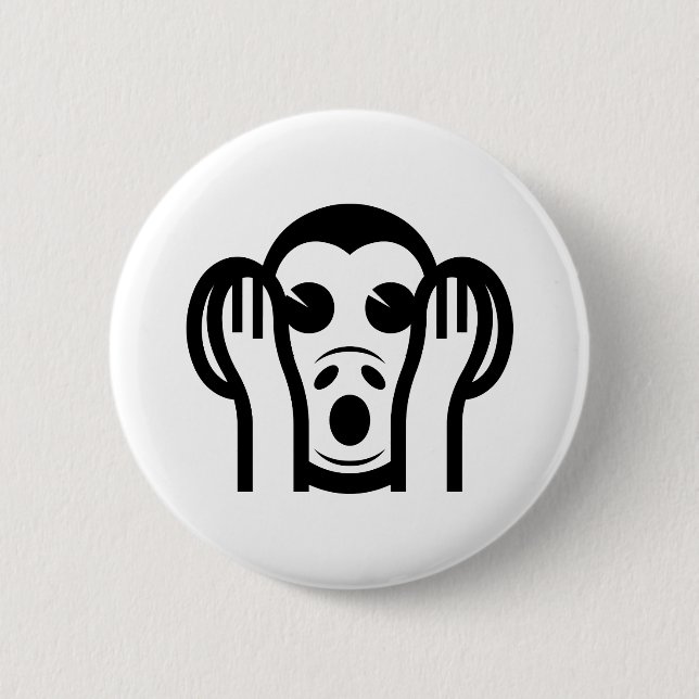 3 Wise Monkeys Kikazaru 聞かざる Hear NO Evil Emoji 6 Cm Round Badge (Front)