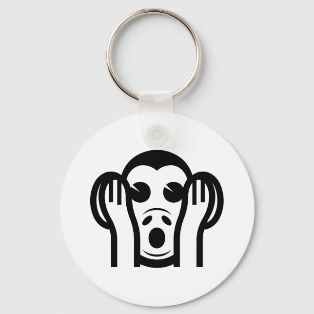 3 Wise Monkeys Kikazaru 聞かざる Hear NO Evil Emoji Key Ring (Front)
