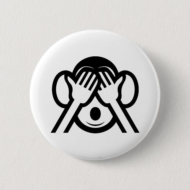 3 Wise Monkeys Mizaru 見ざる See NO Evil Emoji 6 Cm Round Badge (Front)