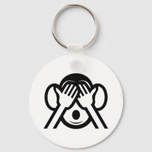 3 Wise Monkeys Mizaru 見ざる See NO Evil Emoji Key Ring