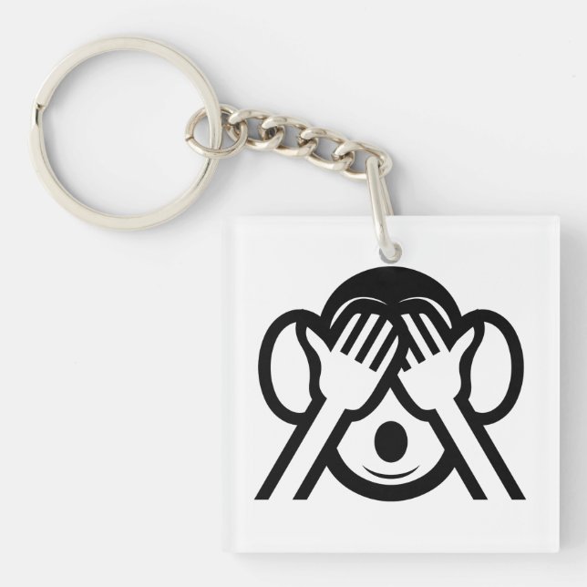3 Wise Monkeys Mizaru 見ざる See NO Evil Emoji Key Ring (Front)