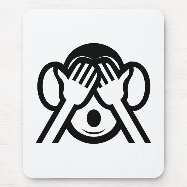 3 Wise Monkeys Mizaru 見ざる See NO Evil Emoji Mouse Mat (Front)