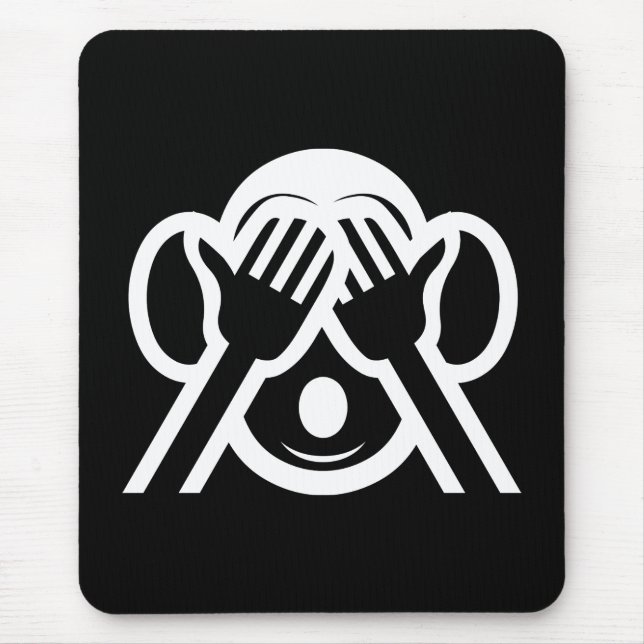 3 Wise Monkeys Mizaru 見ざる See NO Evil Emoji Mouse Mat (Front)