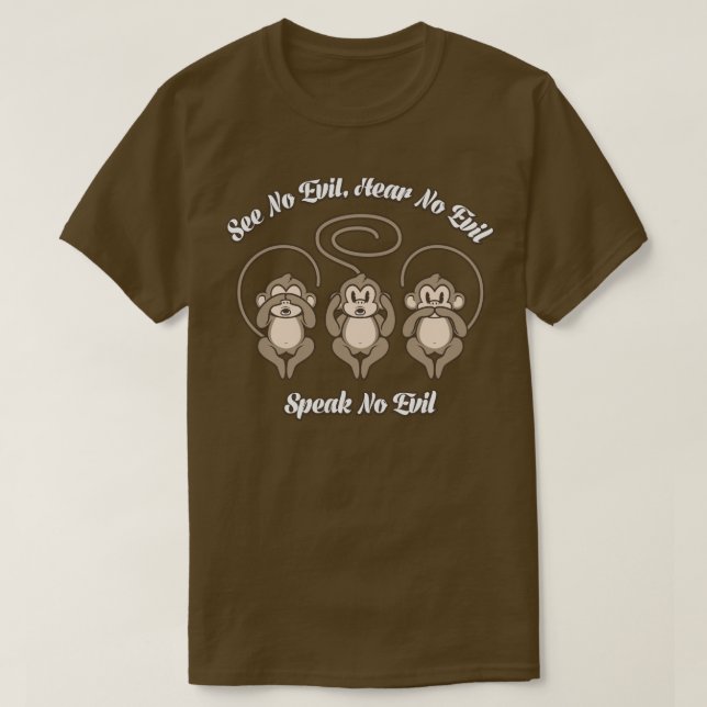 3 Wise Monkeys See No, Hear No, Speak No Evil Tee (Design Front)