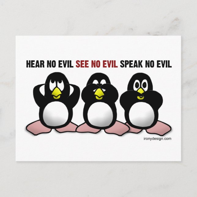 3 Wise Penguins Postcard (Front)