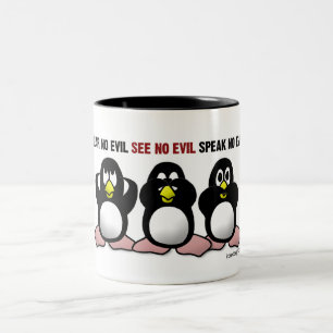 3 Wise Penguins Two-Tone Coffee Mug
