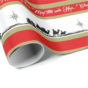 3 Wisemen Star Bethlehem Seek Him Wrapping Paper