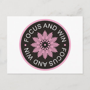 3 Word Quotes ~Focus And Win ~motivational Postcard