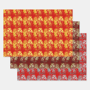 3 WP Chinese paper-cut cute Rat grape Choose Colou Wrapping Paper Sheet