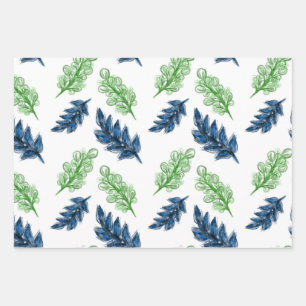 3 wrapping sheets, watercolor style florals paper sheet