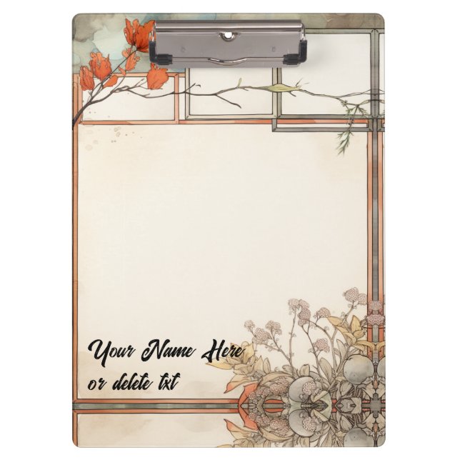 3 writing spots wildflowers and tree red flowers clipboard (Front)