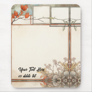 3 writing spots wildflowers and tree red flowers mouse mat