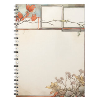 3 writing spots wildflowers and tree red flowers notebook