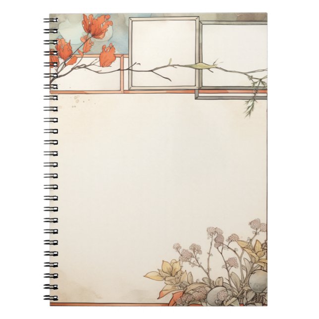 3 writing spots wildflowers and tree red flowers notebook (Front)