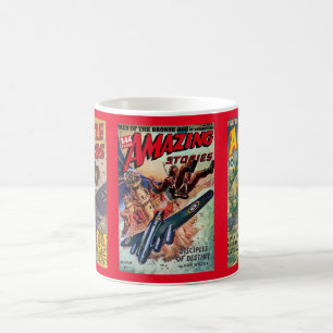 3 WWII ERA PULP MAGAZINE COVERS COFFEE MUG