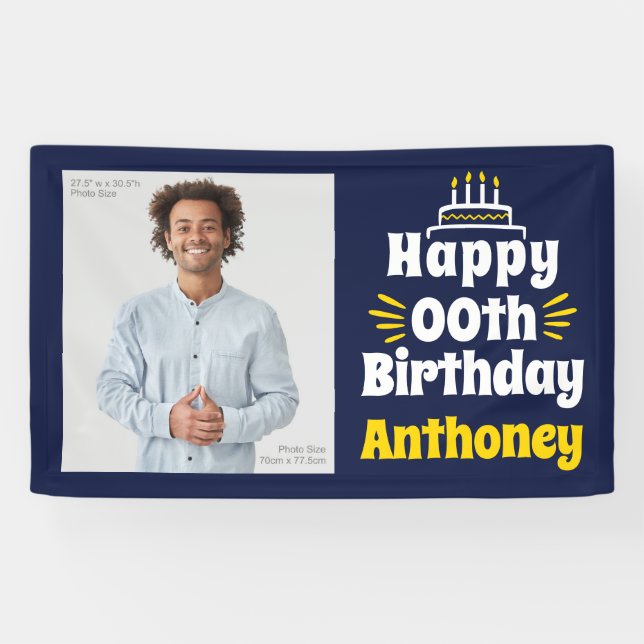 3’ x 5’ Happy Birthday Any Year Photo Banner (Horizontal)