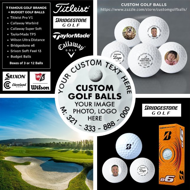 3 x Custom Photo Logo Bridgestone e6 Golf Balls (CUSTOM GOLF BALLS
https://www.zazzle.com/store/customgolfballs/)