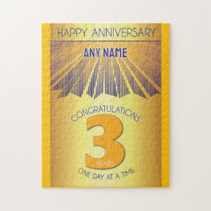3 Year AA 12 Step Anniversary Personalised Jigsaw Puzzle
