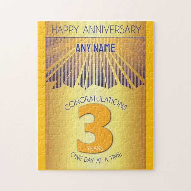 3 Year | AA 12 Step Anniversary Personalized Jigsaw Puzzle (Vertical)