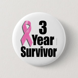 3 Year Breast Cancer Survivor 6 Cm Round Badge