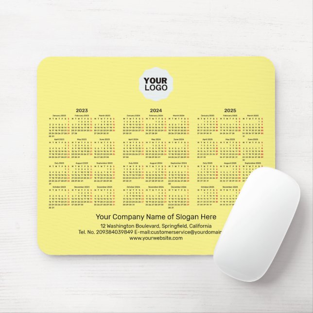 3 Year Calendar 2023-2025 Corporate Gift Mouse Pad (With Mouse)