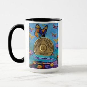 3 Year CUSTOM NAME AA Butterflies Flowers Mug