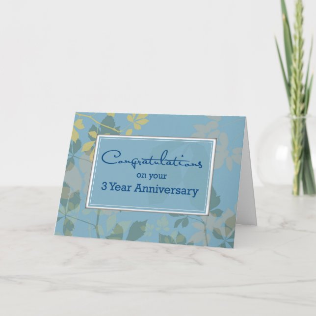 3 Year Employee Anniversary, Congratulations Card (Front)