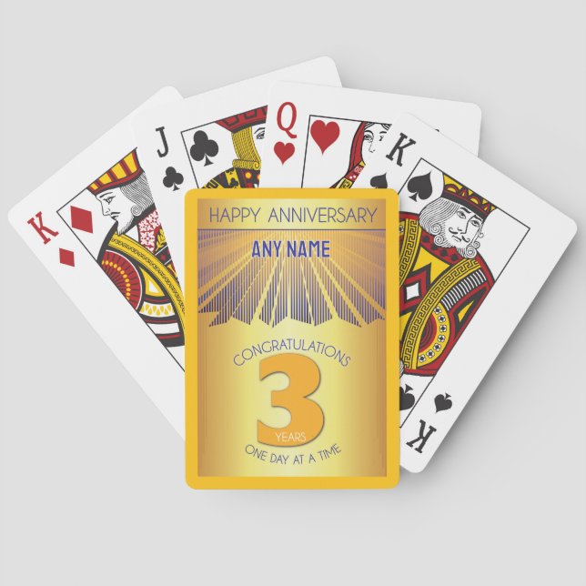 3 Year | Golden Ray 12 Step CUSTOM NAME Playing Cards (Back)