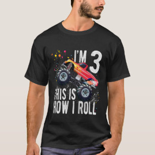 3 Year Old 3rd Birthday Boy Monster Truck Car T-Shirt