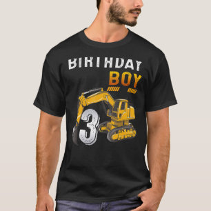 3 Year Old 3rd Birthday Construction Vehicle Excav T-Shirt