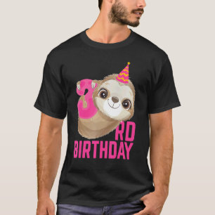 3 Year Old 3rd Birthday Cute Sloth Animal Lover Bd T-Shirt
